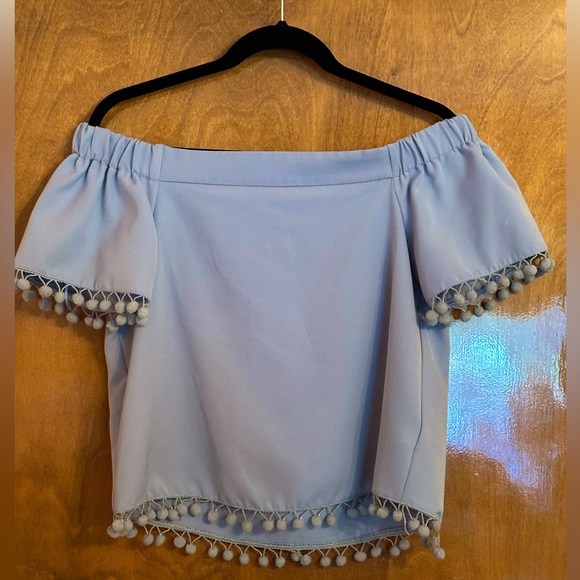 WILLOW AND CLAY - OFF THE SHOULDER TOP - BLUE - Picture 1 of 2